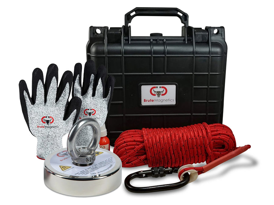 Brute Magnetics 1200 lb Pull Force Single Sided Magnet Fishing Brute Box Kit