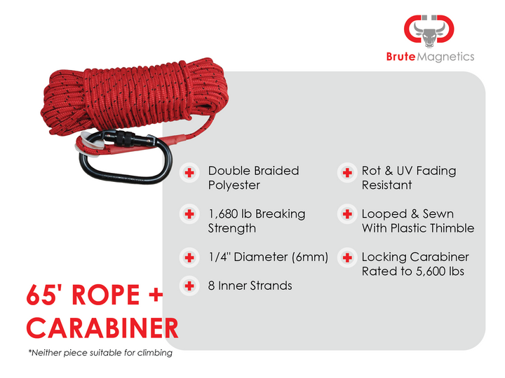 Brute Magnetics 65 Ft Rope and Carabiner