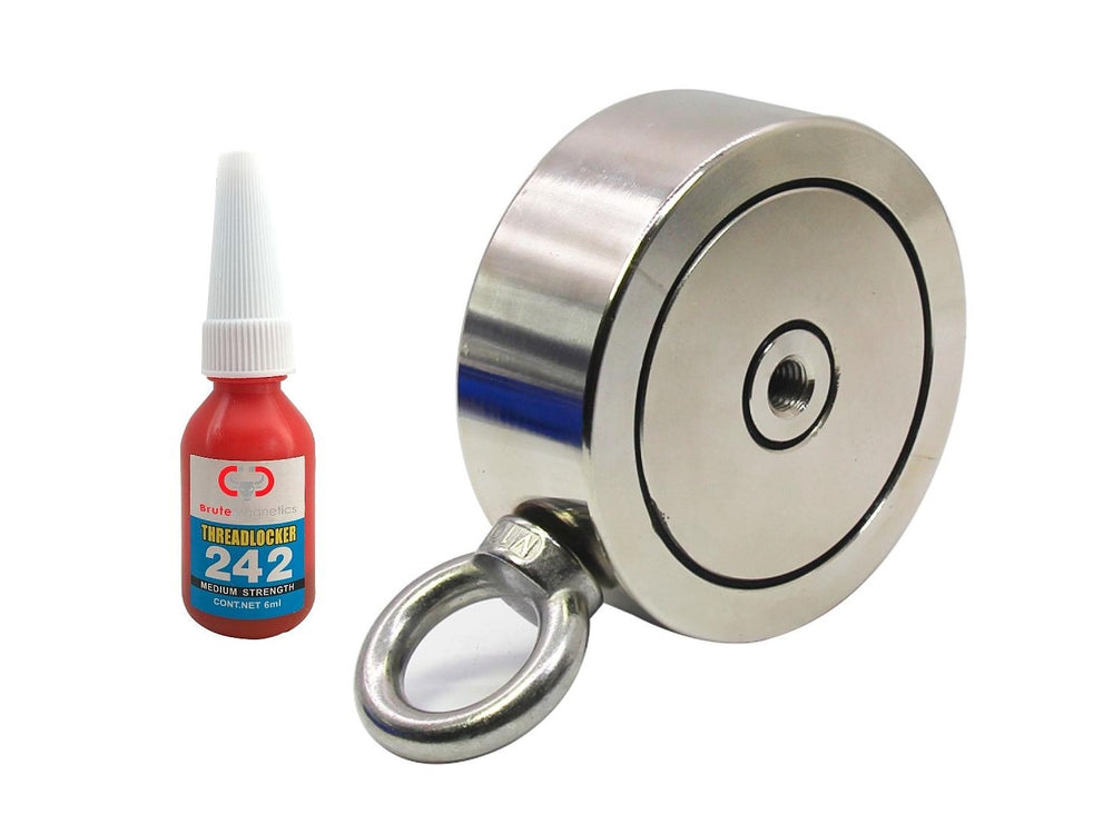 Brute Magnetics, 1700 lb Double Sided Fishing Magnet and Threadlocker