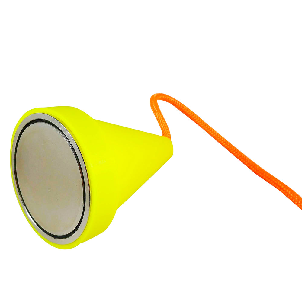 Brute Magnetics, Anti-Snag Plastic Cone for 1,200 lb Single Sided Magnet - Yellow with String
