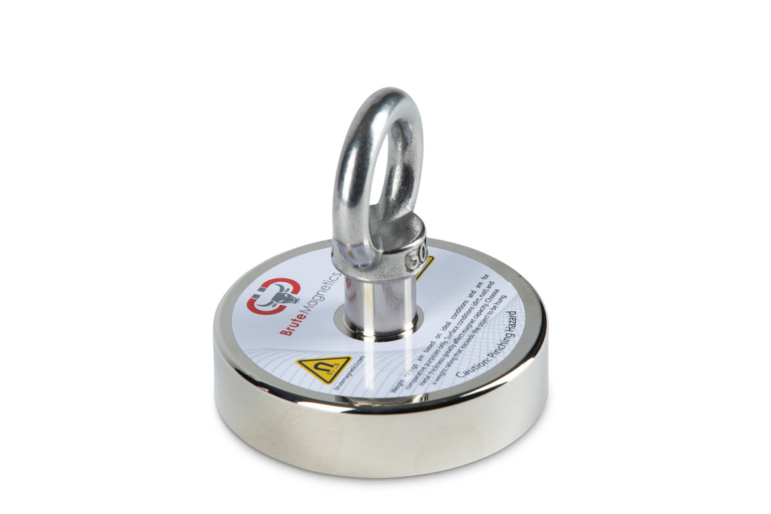 Brute Magnetics, 600 LBS Pulling Force, Brute Magnetics Round Neodymium Magnet with Eyebolt