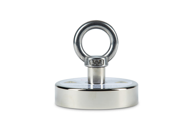 Brute Magnetics, 600 LBS Pulling Force, Brute Magnetics Round Neodymium Magnet with Eyebolt Sideview