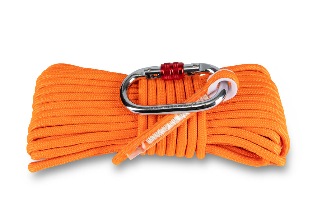 Brute Magnetics, Heavy Duty Double Braided 1/3” rope With Carabiner - Orange
