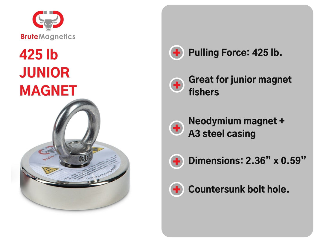 Brute Magnetics, 425 lb Single Sided Junior Fishing Magnet 2.36" Product Overview