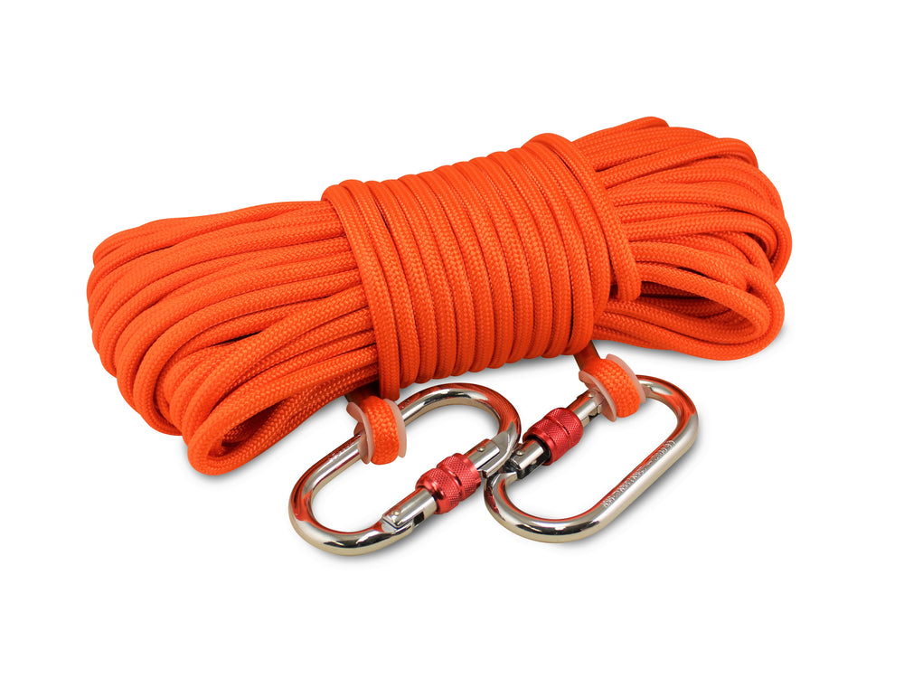 Brute Magnetics, Double Carabiner - Heavy Duty Double Braided 1/3” rope Orange