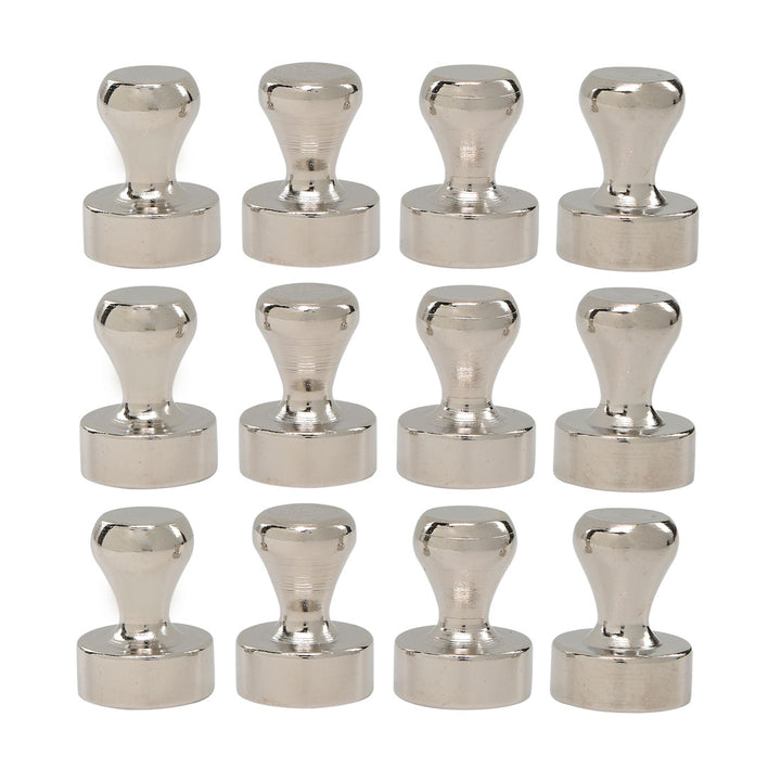 Brute Magnetics, 12 Brushed Nickel Magnetic Push Pins side view