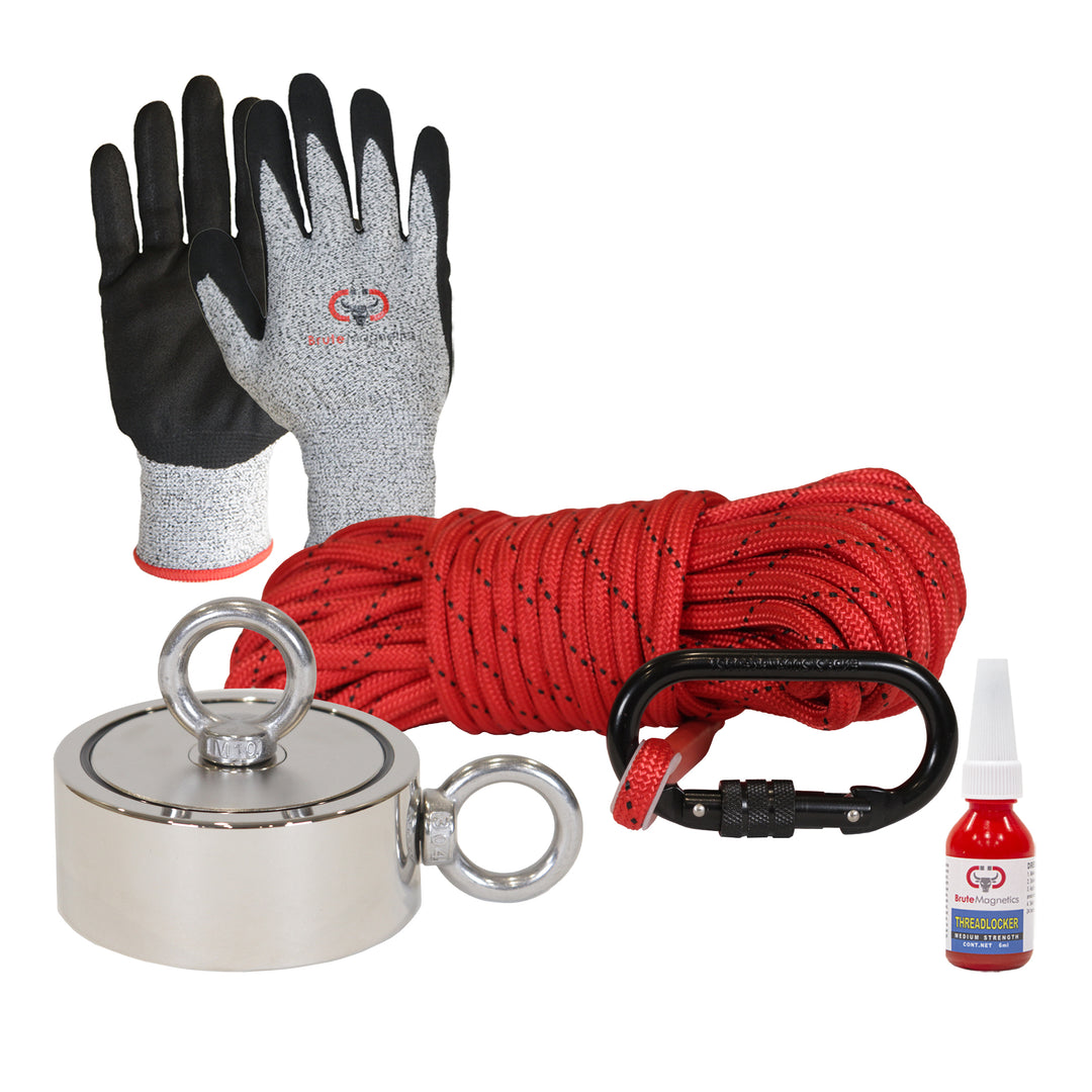 Brute Magnetics, 1700 Pound magnet with threadlocker, gloves and rope